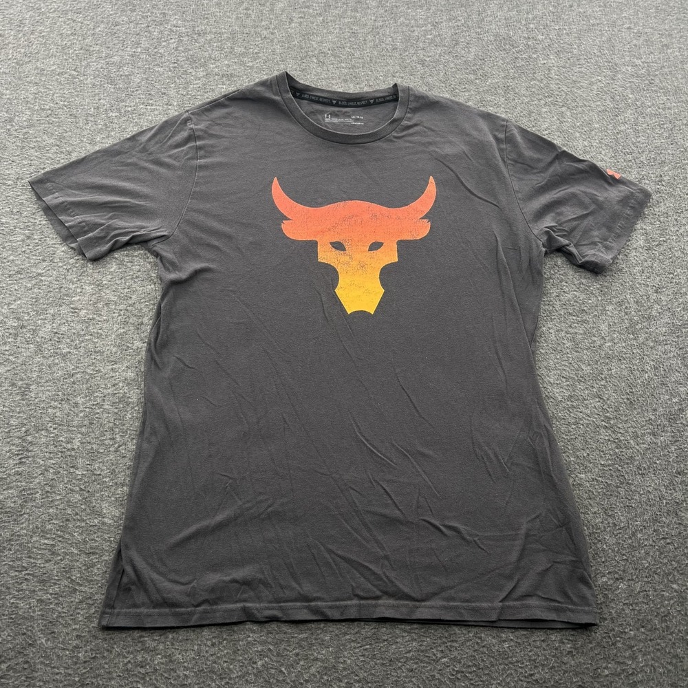Project Rock Brahma T Shirt Mens L Gray Crossfit Gym Running Lifting Training